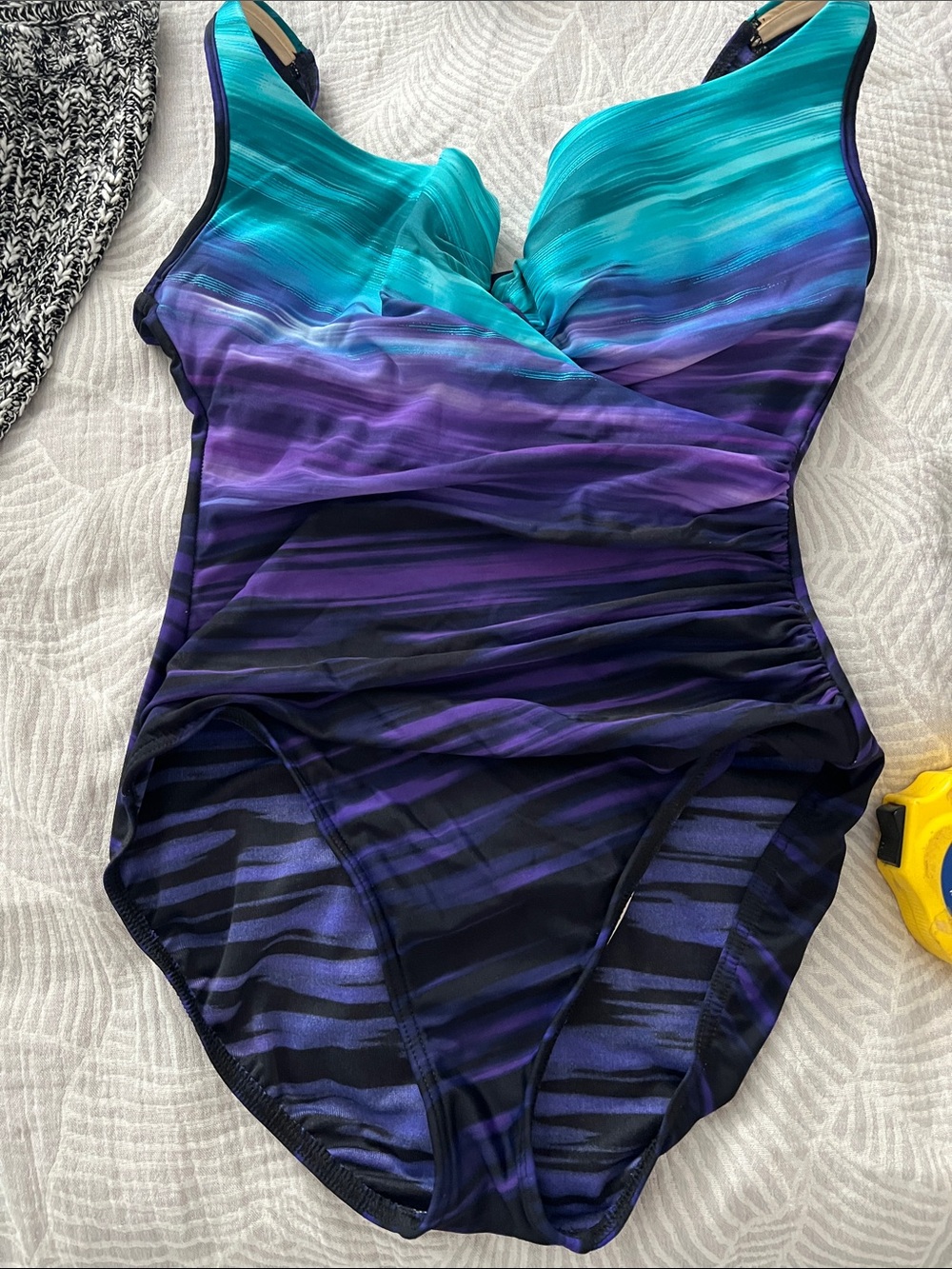One-Piece Swimsuit in Teal and Purple